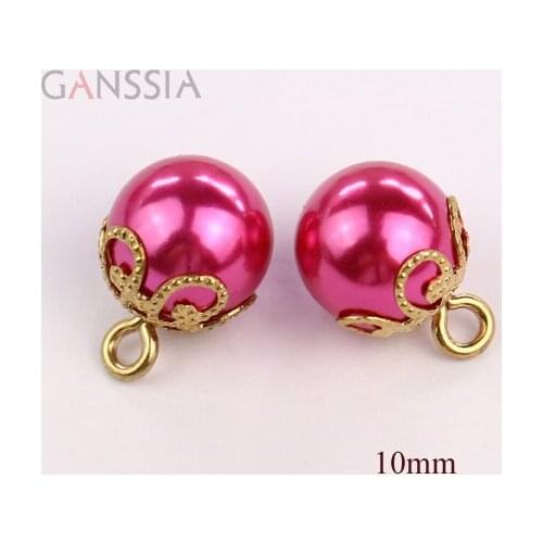 10pcs/lot Size:10mm Hot pink Resin pearl buttons Bulk craft Resin button Shirts Clothing and accessories(ss-67-7)