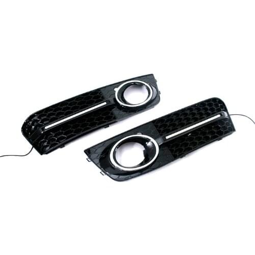 Honeycomb Style Front Fog Light Grille With LED Strip for AUDI A4 B8