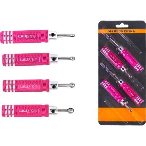 Reamer Driver,4pcs/set Hard Steel 4.0/4.7/5.7/6.7mm Ball Head Reamer Driver Repair Tools Kit For RC Model Tool Accessories DIY
