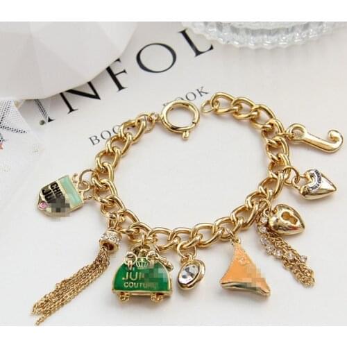 Luxury high quality heart charm bracelet bangle jewelry for women original order outlet