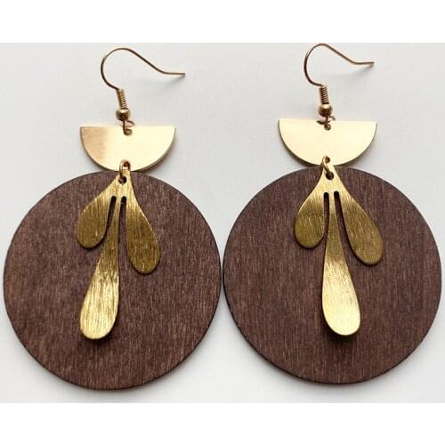 Metal Wood Statement New Drop Earring Jewelry Simple Metal Retro Vintage Bohemian Geometric Casual Unique Earrings for Women