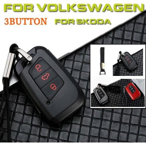Carbon Fiber Alloy Remote Key Cover Case Holder for Vw Tiguan Jetta Passat B8 CC MK2 Magotan for Skoda Superb A7
