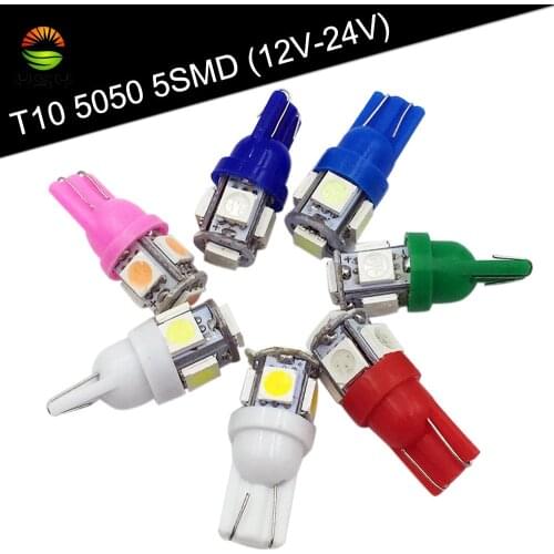 YSY 1pcs 12V 24V T10 5smd 5050 LED Car Light W5W 194 168 SMD Truck SUV License Plate Sourcing Wedge Clearance bulb Source