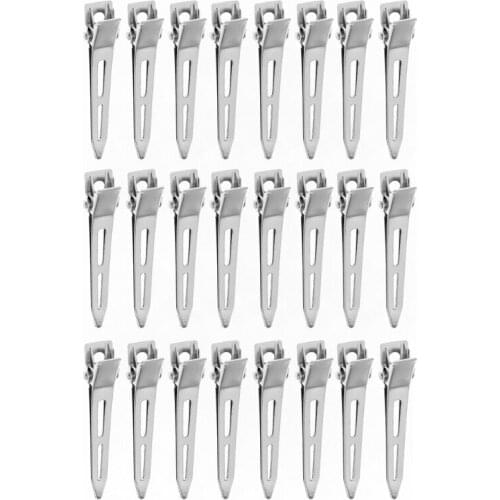 24Pcs Single Prong Curl Duck Bill Hair Clips Silver Sectioning Hairpins Metal Modelling Positioning Alligator Clamp
