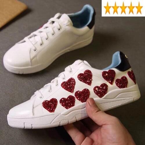 Casual Lace Up White Women Genuine Leather Bling Woman Luxury Brand 2021 Designer Platform Shoes Sneaker