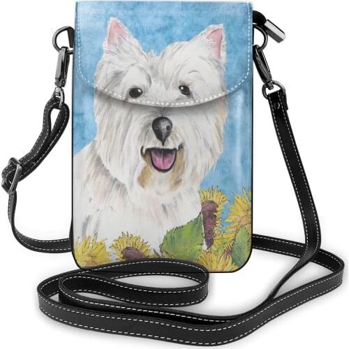 NOISYDESIGNS West Highland White Terrier Flap Shoulder Bag Women Zipper Crossbody Purse Small Leather Phone Bag Coin Money Bags