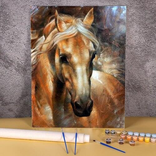 Animal Horse DIY Paint By Numbers Package Acrylic Paints 50*70 Boards By Numbers Home Decor For Children Wholesale Art