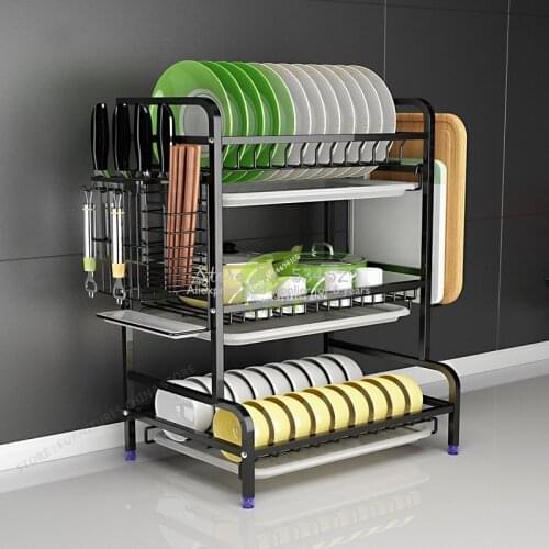 38%Kitchen Cup Holder Sink Rack Multifunction Stainless Steel Plate Kitchen Dish Dryer Support Storage Shelf