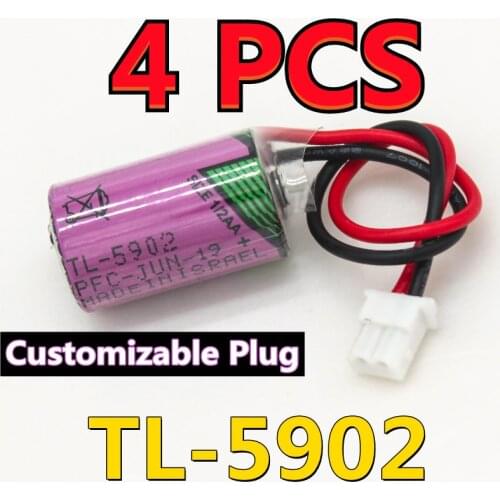 4PCS HOT Original For TADIRAN TL-5902 1/2AA ER14250 3.6V PLC CNC Lithium Battery With Connectors (Customizable Plug)