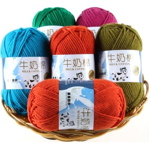 50g(125m)/ball Soft Worsted Knitting Baby Yarn Anti Pilling Milk Cotton Acrylic Crochet Yarn for Knitting Sweater Scarf Hat