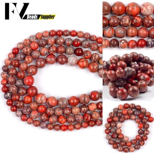 6/8/10mm Red Lmperial Natural Stone Loose Spacer Round Beads For Jewelry Making Diy Bracelets Necklace Handmade Accessories