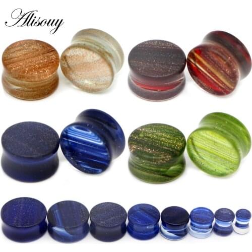 Alisouy 2pc Ear Plugs Gauges male female Ear extension Flesh Tunnel Piercing Expandar Ear Stretcher Body Piercing Jewelry 6-20mm