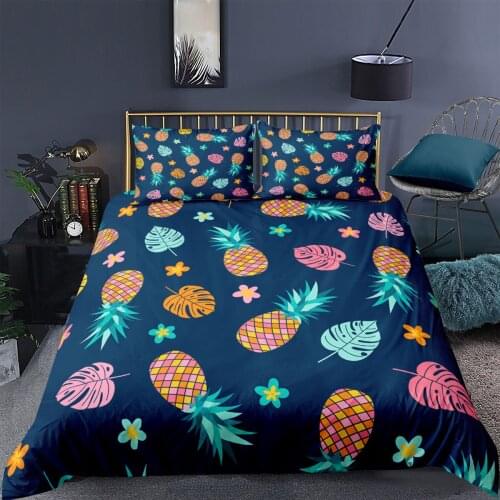 Pineapple Print Duvet Cover Pillowcase Cartoon Quilt Cover 240x220 3D Bedding Set Child Kid Adult Single Twin Double Queen King