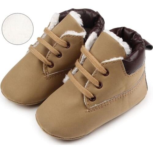 Toddler Baby Boy Booties Winter Warm Fur Non-Slip Rubber Sole Boots Infant Boy Prewalkers Shoes