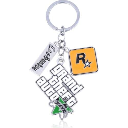 RJ High Quality Game GTA5 Grand Theft Auto 5 Keychain Grand Theft Autob Rock Star Tommy Keyring For Women Men Fans Llavero Gift