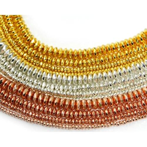 Rose Gold Rondell Hematite Beads Natural Stone Beads 3x2mm 4x2mm 6x3mm 8x3mmSpacer Beads For DIY Bracelets Jewelry Making