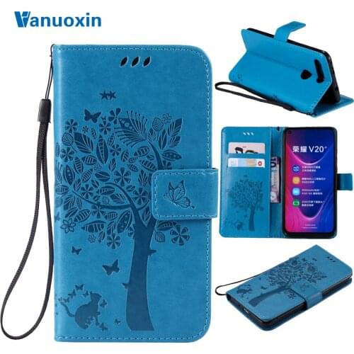 Honor V20 Case on sFor Fundas Huawei Honor V20 case For Coque Huawei Honor View 20 V20 3D cat Wallet Flip Cover Leather Cases