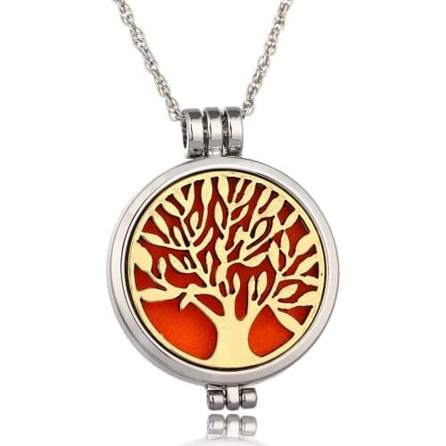 Tree of life essential oil diffuser necklaceOpen night light DIY pendant necklaceJewelry Woman gift