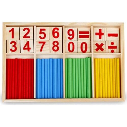 Kids Montessori Wooden Number Math Game Sticks Educational Toy Puzzle Teaching Aids Set Mathematical Learning