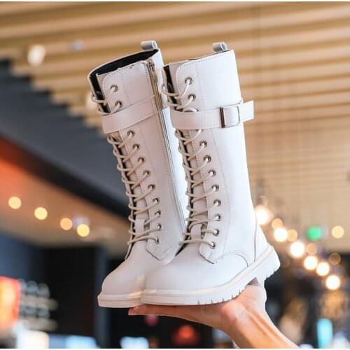 Children Boots Autumn Winter Leather School Boys Shoes Fashion In The Calf Snow Boots Plush Warm Waterproof Kids Martin Boots
