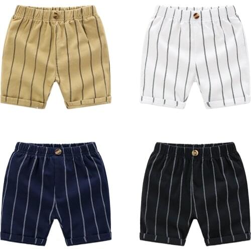 Kids Summer Trousers Clothes Children Pants for Baby Boys Shorts blue white green beach vertical striped 90100110120130