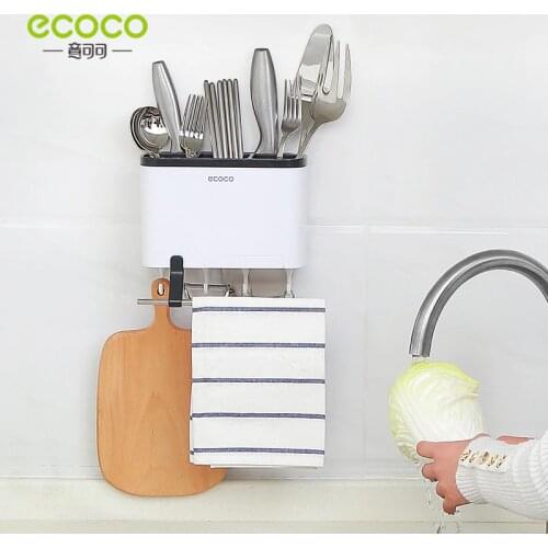 ECOCO kitchen accessories drain chopstick cage Storage Rack Wall-mounted Rag Rack Knife Holder Multifunctional for Kitchen Suppl