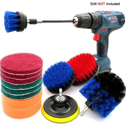 The electric drill is converted into a brush to clean the brush head. Household car wash, waxing and polishing disc 14-piece set