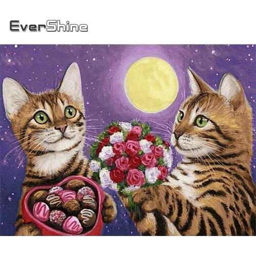 EverShine Diamond Mosaic Cat 5D DIY Diamond Painting Animals Cross Stitch Picture Rhinestones Sale Home Decor New Arrivals