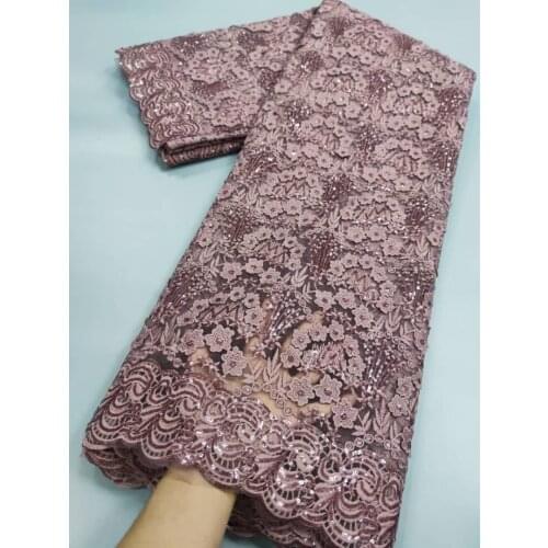 Hot Sale French Sequins Tulle Lace Fabric Embroidery Nigerian Mesh Lace Fabrics African Lace Fabric For Wedding 5Yards