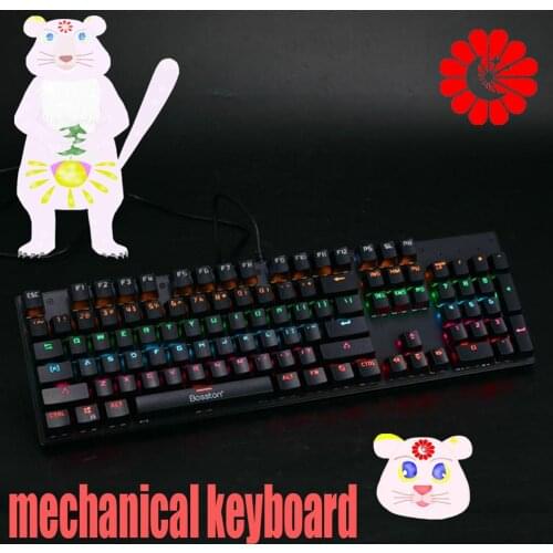Black Gaming mechanical keyboard USB wired 104keys with backlight computer notebook blue switch gamer keyboard