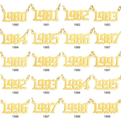Custom Necklace Women Date Year Number Jewelry 1994 1995 1996 1997 1998 1999 from 1980 to 2019 Personalized Choker Necklaces