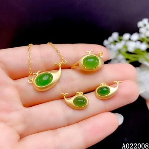 KJJEAXCMY fine jewelry 925 sterling silver natural jasper earrings ring pendant necklace classic ladies jade suit support test