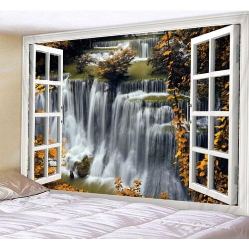 Beautiful Woods Waterfall Printed Large Wall Tapestry Cheap Hippie Wall Hanging Bohemian Wall Tapestries Mandala Wall Art Decor