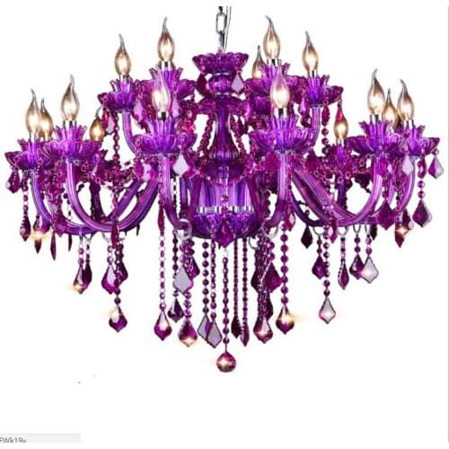 Color Crystal chandelier Modern Restaurant Store KTV Color Crystal Chandelier Lights Crystal Foyer Chandelier Lamp Purple