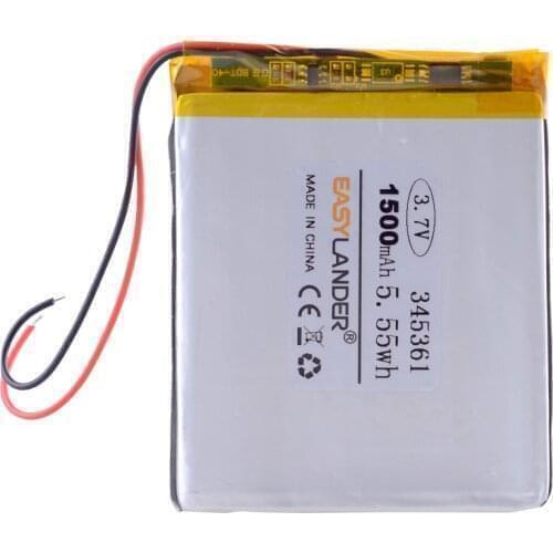 Li-po 3.7V 1500mAh 345361 Lithium Polymer Rechargeable Battery ion cells For Mp3 Mp4 Mp5 DIY PAD E-book Driving recorder