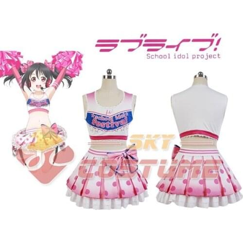 LoveLive! Love Live Yazawa Niko Cheerleaders Cosplay Costume Women Girls Summer Uniform Dress Halloween Pary Club Full Set