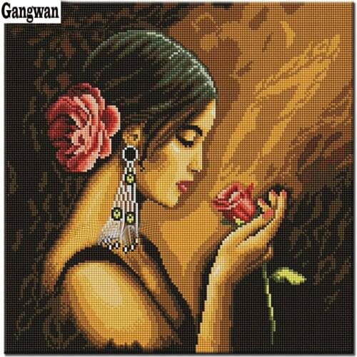 Needlework Diamond Embroidery rose lady DIY Diamond Painting Cross Stitch Kit Spanish beauty girl 5D Diamond Mosaic Home Decor