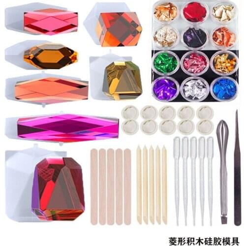 46-piece Set Resin Silicone Mold Diamond-shaped Balanced Jenga Building Block Mold DIY Homemade Resin Production Mold