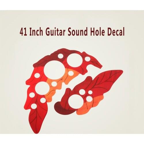 2Pcs Guitar Sound Hole Decal Sticker Grape leaves Red For 41 Inch Acoustic Classical Guitar Musical Instrument Parts Accessories