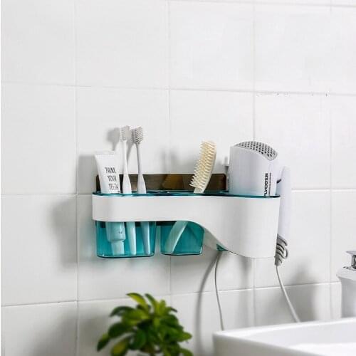 Wall-Mounted Bathroom Rack Hair Dryer Multi-Purpose Bathroom Storage Wall Rack WC Accessories Vanity Storage Shelf