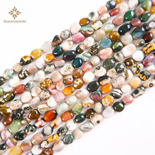 Natural Stone Ocean Jaspers Irregular Beads 15inches 6-8MM Diy Bracelet Charm Beads for Jewelry Making Wholesale Factory Price