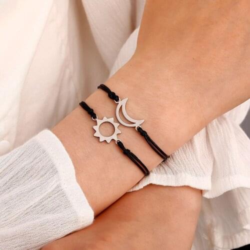 New Fashion Creative Stainless Steel Hollow Hand Rope Set Multi-shape Novel Braided Couple Bracelet