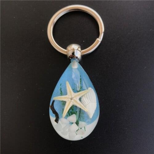 New Resin Epoxy Starfish Conch Keychain True Starfish Specimen Party Gift Pendant