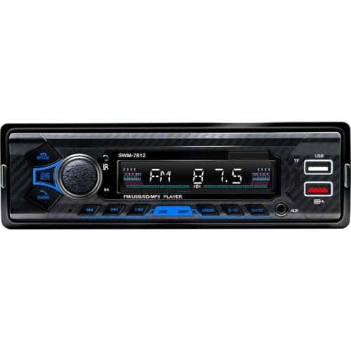 SWM-7812 Car Stereo MP3 Player Bluetooth AUX-in FM Radio Receiver Single 1 DIN In Dash Head Unit Support Voice Control