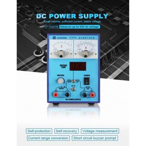 P-1502TN Mini DC Power Supply 15V 2A Adjustable Constant Temperature DC Voltage and Current Measurement For Phone Maintenance