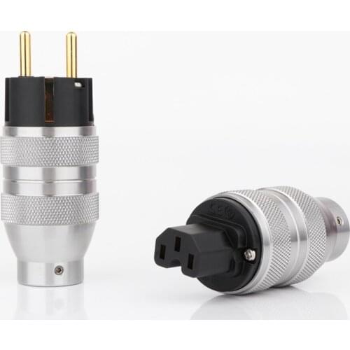 Pair Hi-End Preffair EU Power Plug IEC Audio Connector HiFi AC Power Cord Plugs adapter For Audiophile DIY Mains Cable