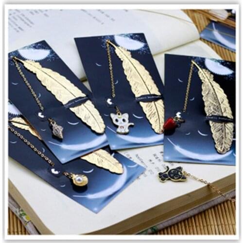 Gift Retro 1pcs Korean Book Mark Metal Feather School Stationery