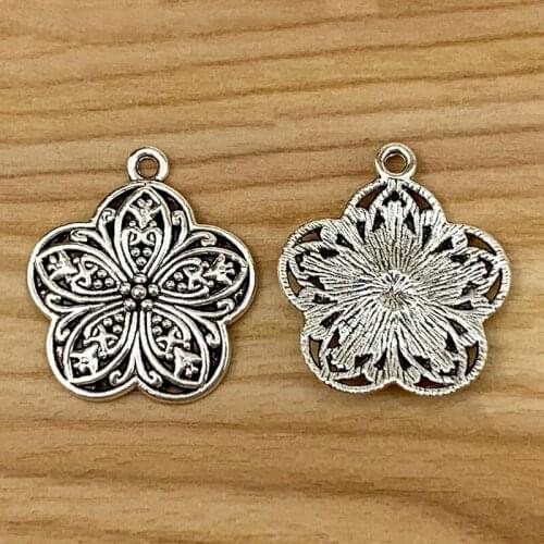 20 Pieces Hollow Filigree Flower Charms Pendants for Necklace Bracelets Jewelry Making Accessories 29x25mm