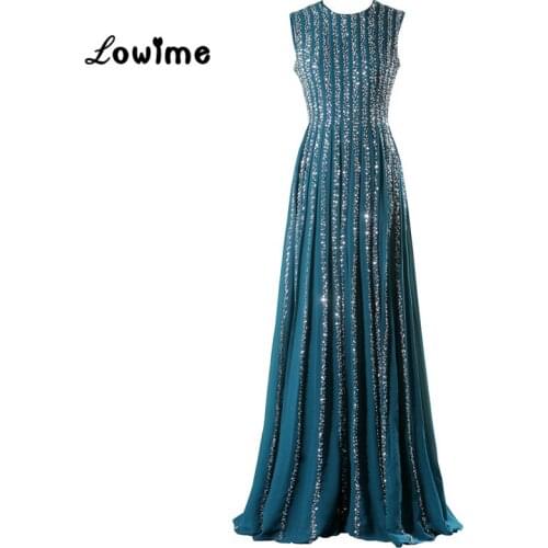 Stunning Beaded Prom Dresses Vestido De Festa Custom Made Crystals Formal Evening Dress Vestido Longo Straight Party Gowns 2018