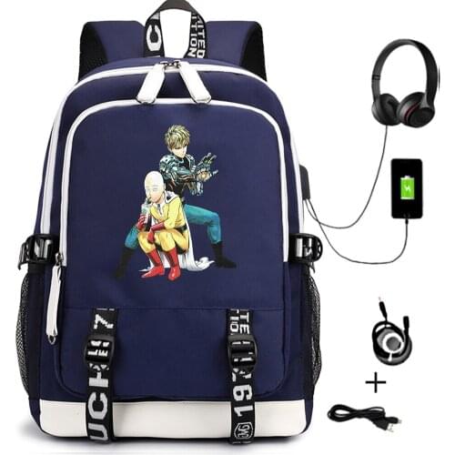 Backpack Anime One Punch-Man Unisex USB Casual School Bags For Teenagers Cartoon Travel Laptop Shoulder Bags Zipper Bookbag